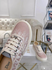 DIOR 26S LOW-TOP SNEAKERS IN LIGHT PINK DIOR OBLIQUE CANVAS