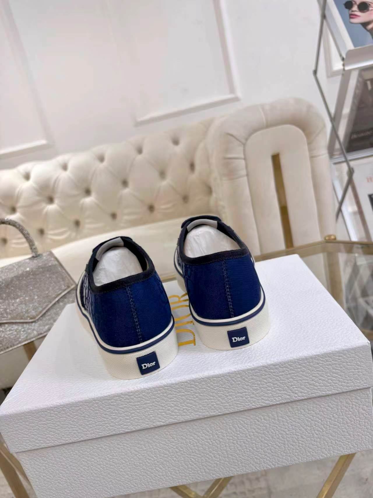 DIOR 26S LOW-TOP SNEAKERS IN BLUE DIOR OBLIQUE CANVAS