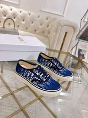 DIOR 26S LOW-TOP SNEAKERS IN BLUE DIOR OBLIQUE CANVAS