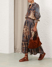 PATTERNED BLOUSE AND SKIRT SET