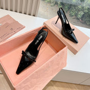 Slingback Black Imported Patent Leather