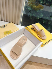 FF Baguette Slides Women 45 Nappa Leather Beige