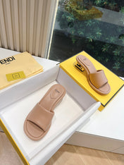 FF Baguette Slides Women 45 Nappa Leather Light Brown