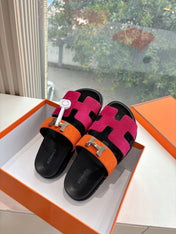CHYPRE SANDAL IN DARK PINK MIX ORANGE SUEDE