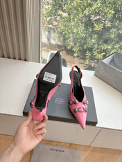 CAGOLE HIGH SLINGBACK IN BUBBLEGUM PINK GLOSSY CALFSKIN