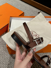 BUCKLE SANDAL CHOCOLATE CALFSKIN