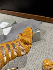 HIGH SANDAL 10 CM IN TIGER ORANGE CALFSKIN