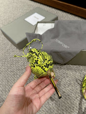 HIGH HEEL 10 CM SANDAL IN NEON YELLOW MIX BLACK CALFSKIN 684356
