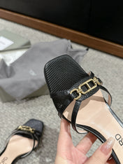 WHITNEY HIGH 6 CM MULE IN BLACK CROCODILE LEATHER