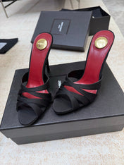 YSL 26S HEELED SANDALS 105 MM IN BLACK SATIN