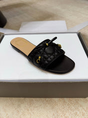 DIOR 26S DWAY CANNAGE SLIDE IN BLACK LAMBSKIN