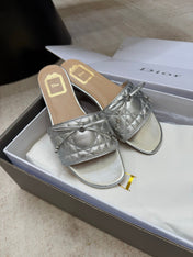 DIOR 26S DWAY CANNAGE SLIDE IN SILVER LAMBSKIN