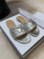 DIOR 26S DWAY CANNAGE SLIDE IN SILVER LAMBSKIN