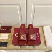 GUCCI 26S SLIDES IN DARK RED CALFSKIN