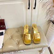 GUCCI 26S HIGH-HEELED SANDALS IN GOLD CALFSKIN WITH GOLD HARDWARE