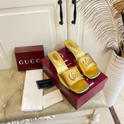 GUCCI 26S HIGH-HEELED SANDALS IN GOLD CALFSKIN WITH GOLD HARDWARE