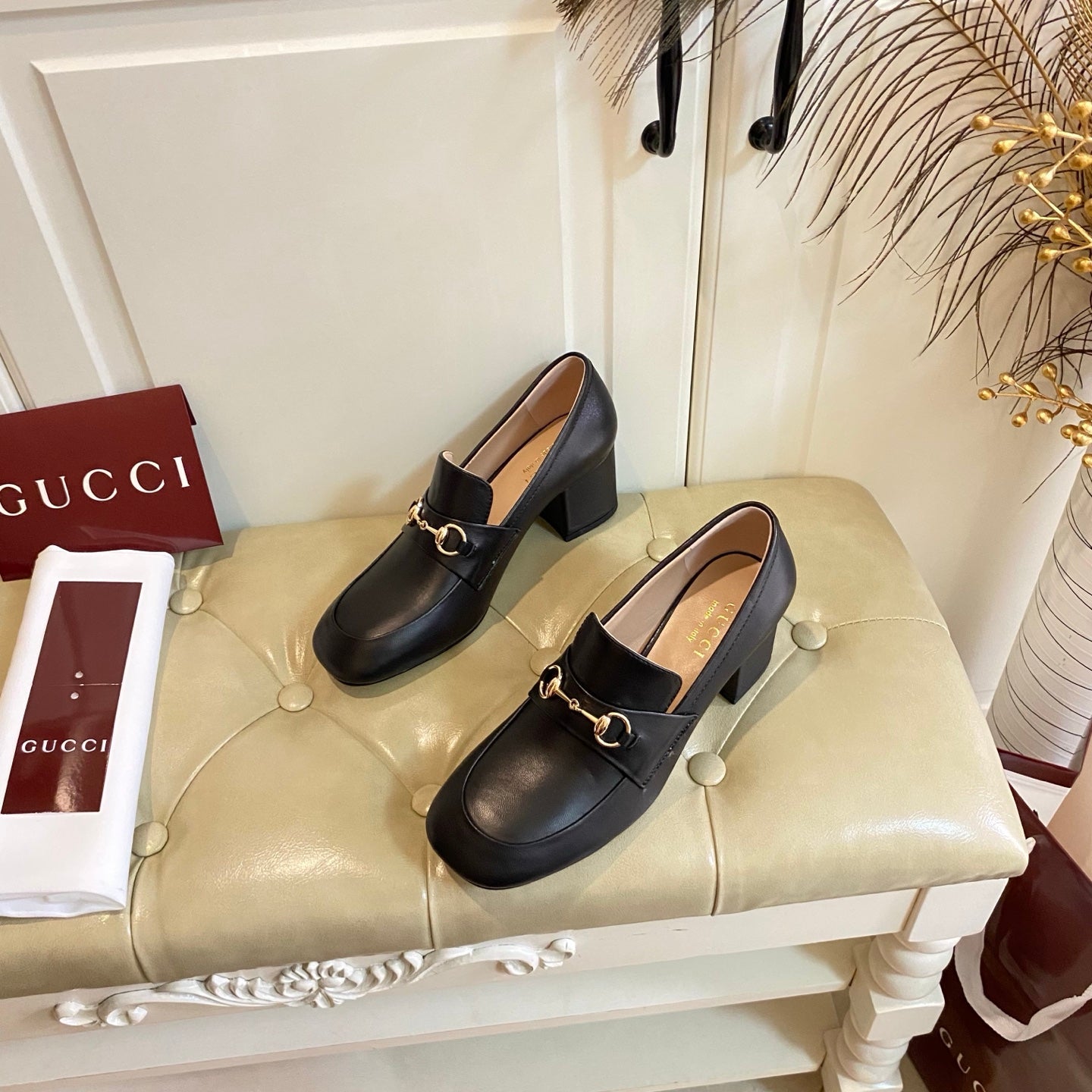 GUCCI 26S HORSEBIT LOAFERS 55 MM IN BLACK SMOOTH CALFSKIN