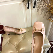 GUCCI 26S HORSEBIT MID-HEEL PUMPS 75 MM IN NUDE PINK CALFSKIN