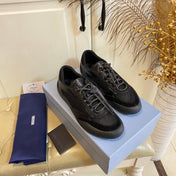 PRADA 26S LACE UP SNEAKERS CHUNKY SOLE IN BLACK TECH FABRIC AND MESH