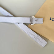 LV Circle Nautical 20mm Reversible Belt Silver Buckle White Brown Lambskin