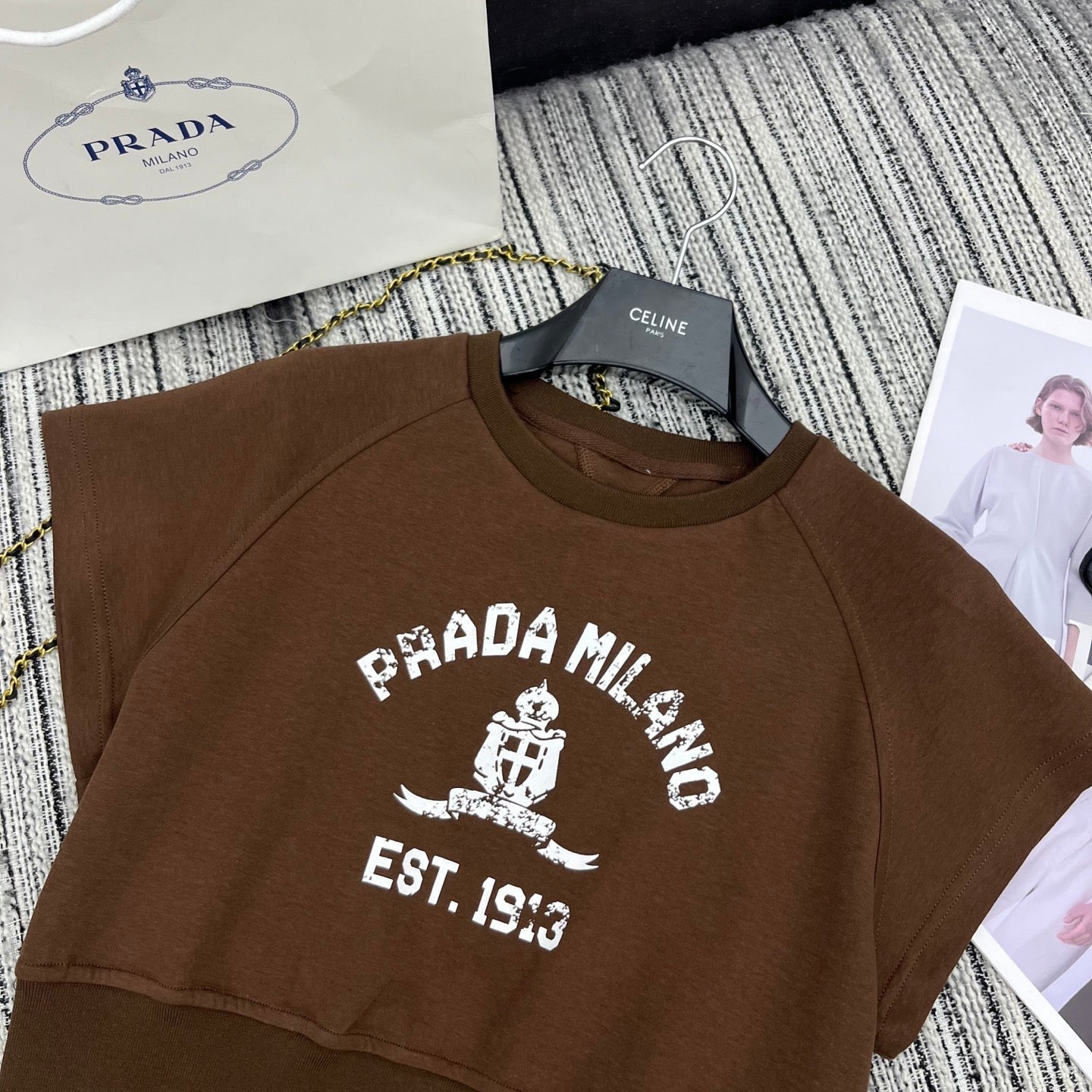PRADA 25S SHORT-SLEEVE CREW NECK SWEATSHIRT SET 351