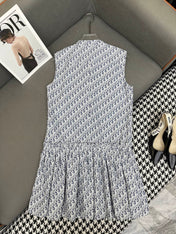 DIOR SLEEVELESS PRINTED DENIM DRESS 269128