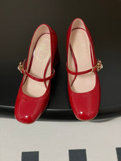 TRÈS VIVIER MARY JANE PUMPS 85MM IN RED GLOSSY CALFSKIN