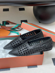 LP POINTED-TOE BALLET FLATS 25S IN BLACK LAMBSKIN