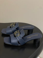 DIOR HIGH HEEL CLASSIC MONTAIGNE 40 MM 25S IN MIDNIGHT BLUE LAMBSKIN WITH CD LOGO