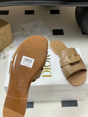 DIOR CLASSIC MONTAIGNE SANDALS 25S IN BROWN LAMBSKIN WITH CD LOGO