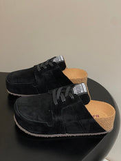 BALENCIAGA 25S MULES BIRKENSTOCK IN BLACK SUEDE