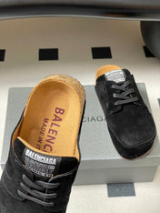 BALENCIAGA 25S MULES BIRKENSTOCK IN BLACK SUEDE