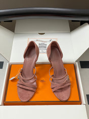 HM 25S HIGH-HEEL SANDAL 105 MM IN PEACHY PINK SUEDE