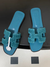 HM 25S ORAN SANDAL IN DARK BLUE SUEDE AND LAMBSKIN