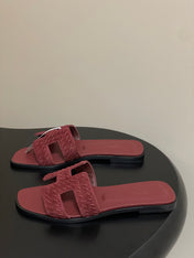 HM 25S ORAN SANDAL IN DARK RED SUEDE AND LAMBSKIN