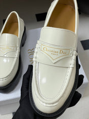DIOR 25S BOY PLATFORM LOAFERS IN CREAM WHITE LAMBSKIN
