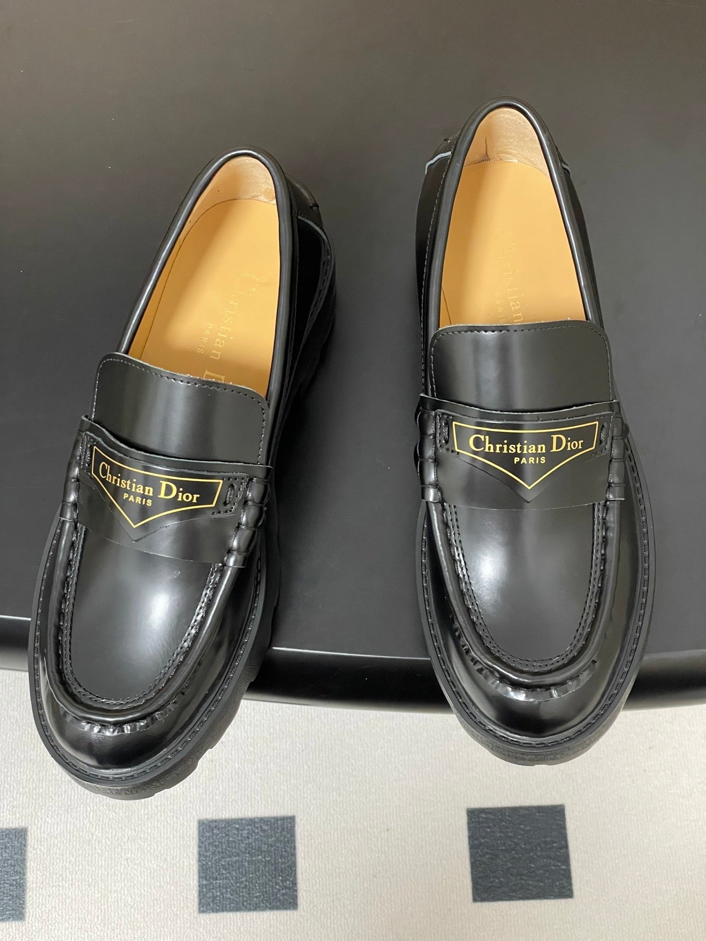 DIOR 25S BOY PLATFORM LOAFERS IN BLACK LAMBSKIN