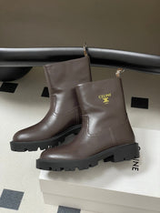 CELINE 26S MARGARET ANKLE BOOTS IN DARK BROWN CALFSKIN