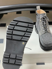 LOEWE 26S ANKLE BOOTS IN GRAY FABRIC