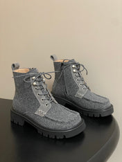 LOEWE 26S ANKLE BOOTS IN GRAY FABRIC