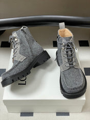LOEWE 26S ANKLE BOOTS IN GRAY FABRIC