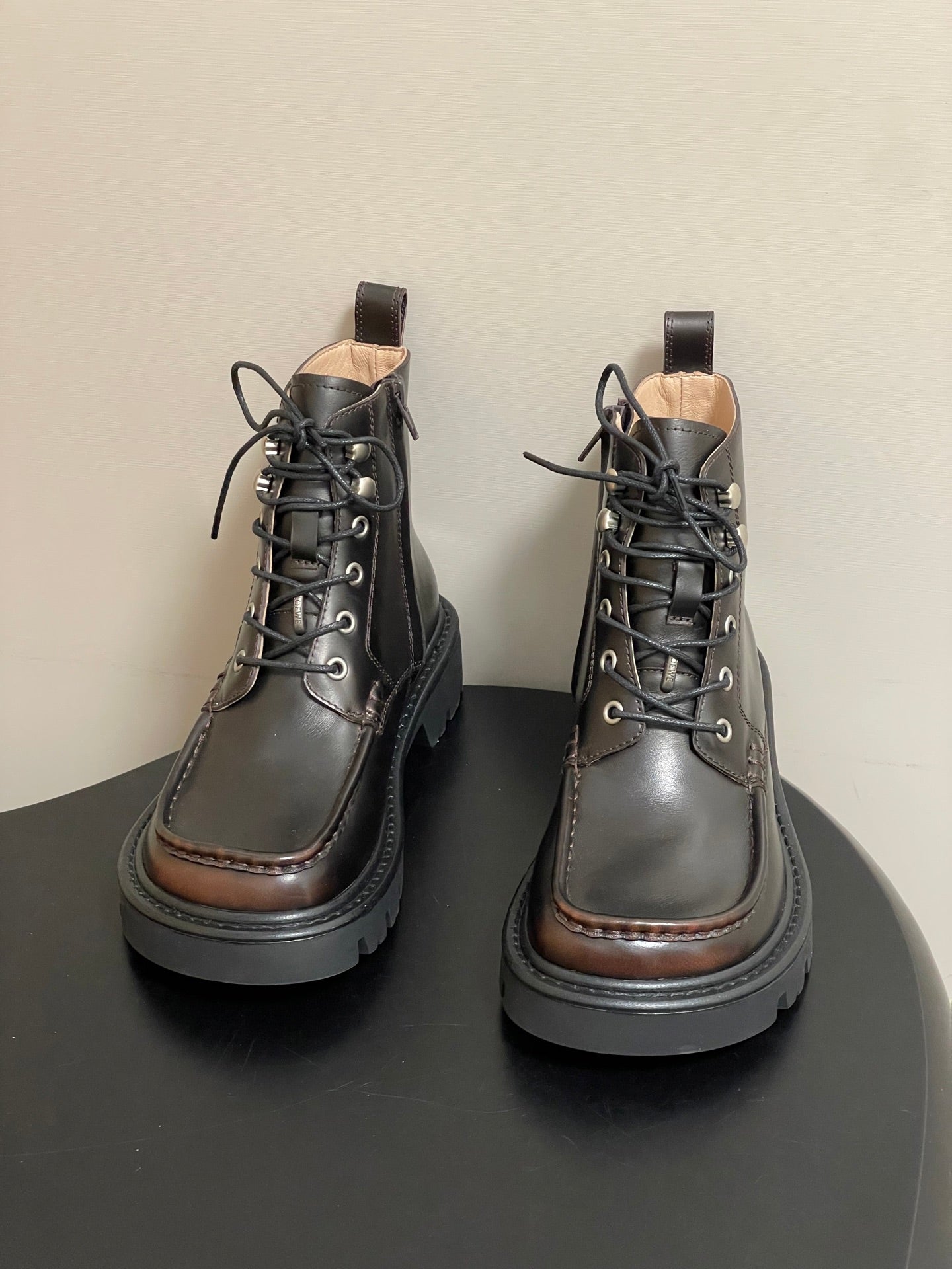 LOEWE 26S ANKLE BOOTS IN DARK BROWN CALFSKIN