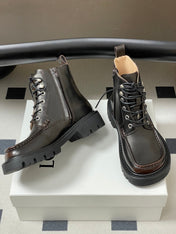 LOEWE 26S ANKLE BOOTS IN DARK BROWN CALFSKIN