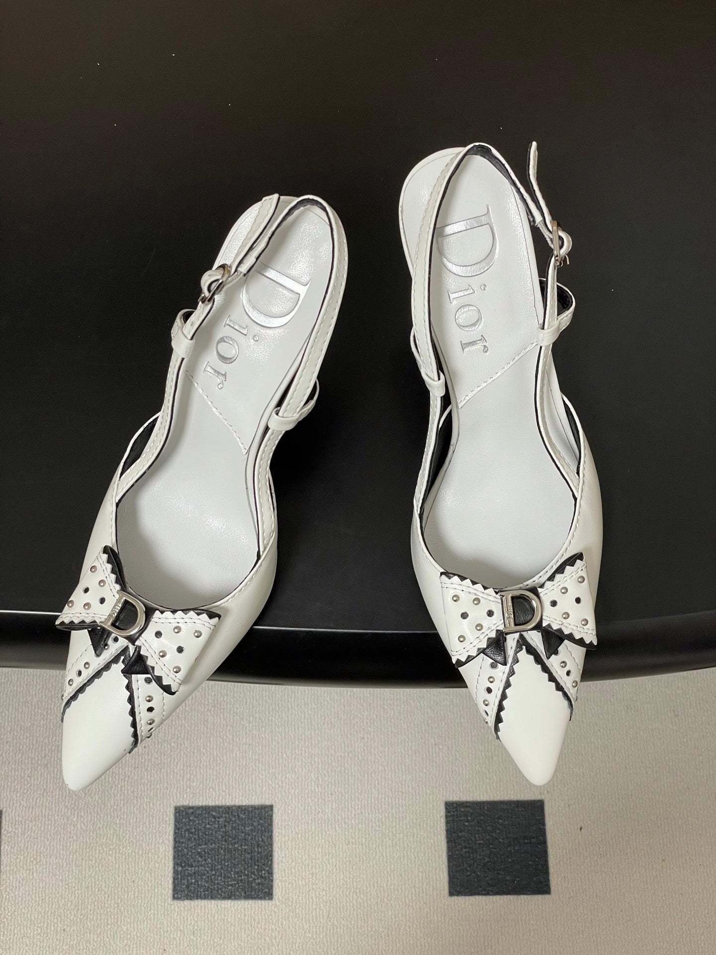 DIOR 26S SLINGBACK HIGH HEELS 100 MM IN WHITE CALFSKIN