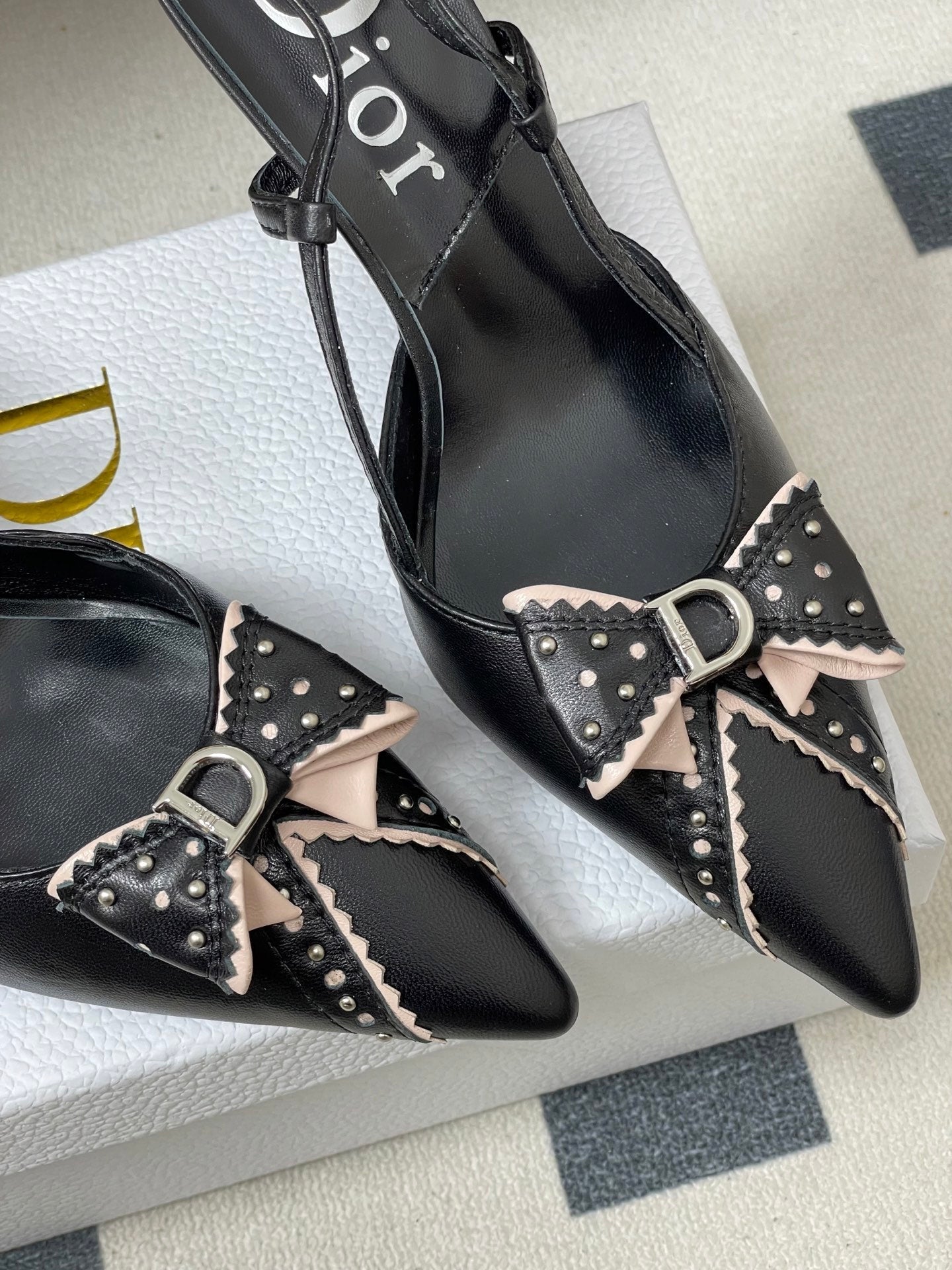 DIOR 26S SLINGBACK HIGH HEELS 100 MM IN BLACK CALFSKIN