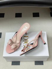 DIOR 26S HIGH HEEL SANDALS 100 MM IN LIGHT PINK CALFSKIN
