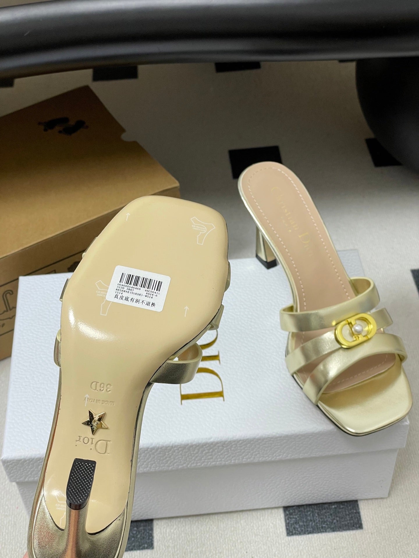 DIOR 26S HIGH HEEL SANDALS 80 MM IN GOLD CALFSKIN