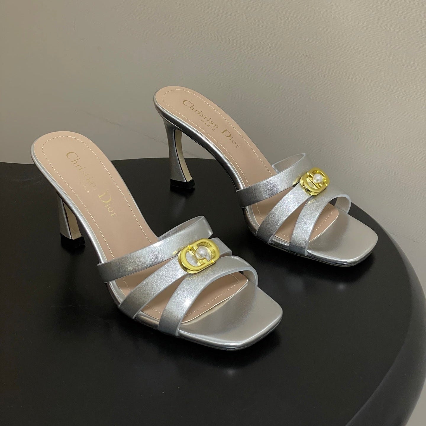 DIOR 26S HIGH HEEL SANDALS 80 MM IN SILVER CALFSKIN