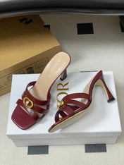 DIOR 26S HIGH HEEL SANDALS 80 MM IN DARK RED CALFSKIN