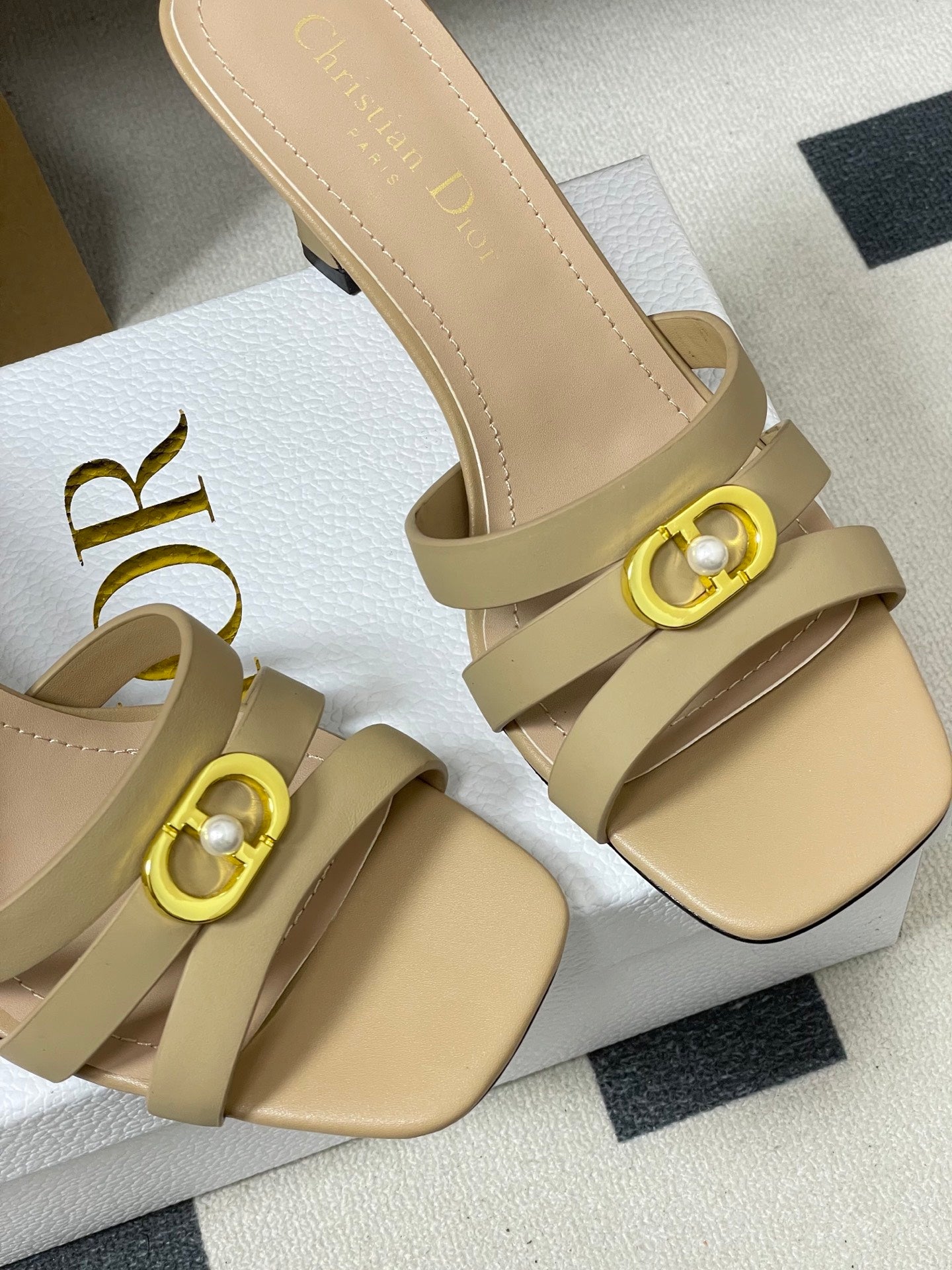 DIOR 26S HIGH HEEL SANDALS 80 MM IN WARM BEIGE BROWN CALFSKIN